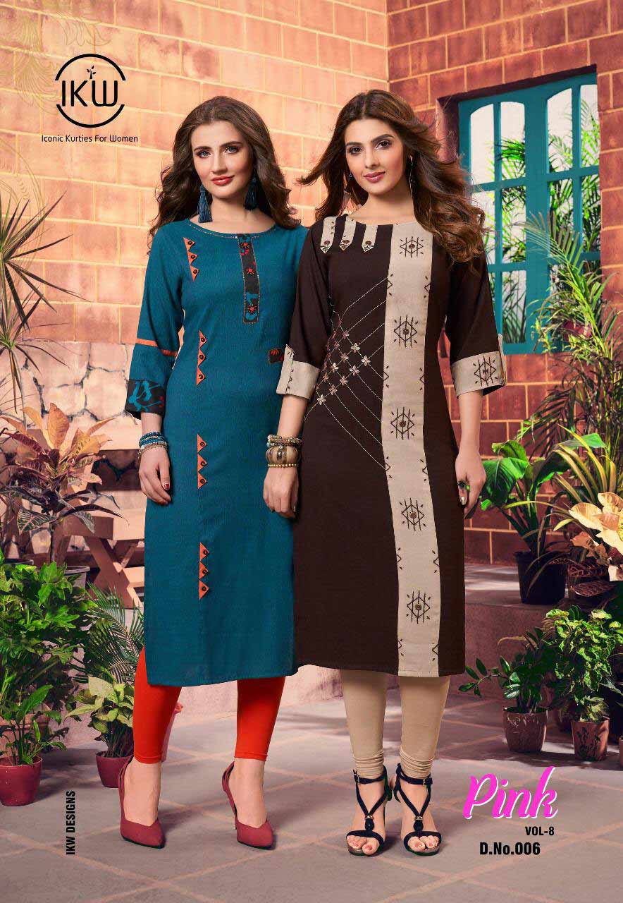 Pink Vol-8 IKW Designs Rayon Kurti Manufacturer Pink Vol-8 IKW Designs Rayon Kurti Manufacturer